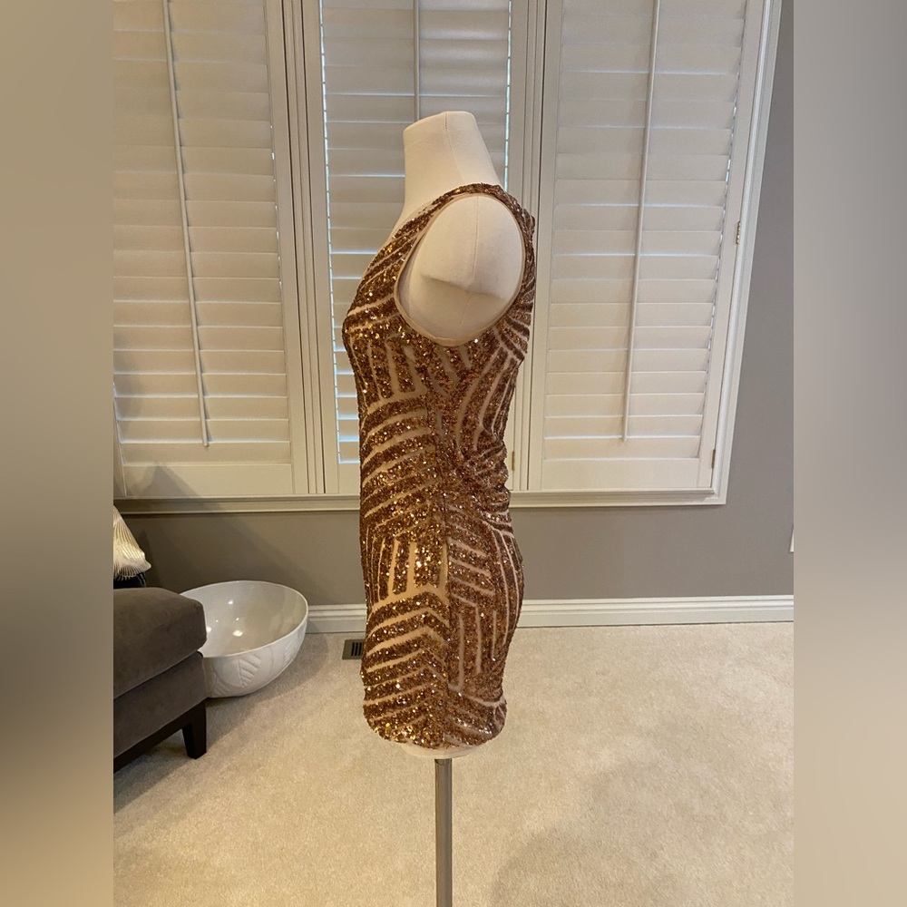 Black Brand Rose Gold Sequin Dress (Size Small) - Picture 3 of 3